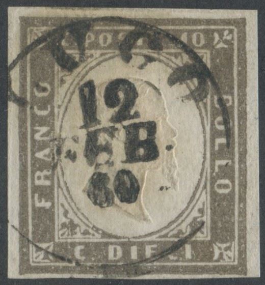 10 centesimi, Sardegna IV emissione, grigio brunastro (seppia grigiastro)