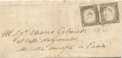 Francobolli del Regno d’Italia, Sardegna IV emissione (Lettera 27.01.1860 da Desenzano per Pavia,...