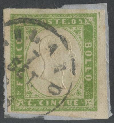 Ballabio, Sardegna IV emissione – 5 centesimi verde giallo brillante, n. 13B