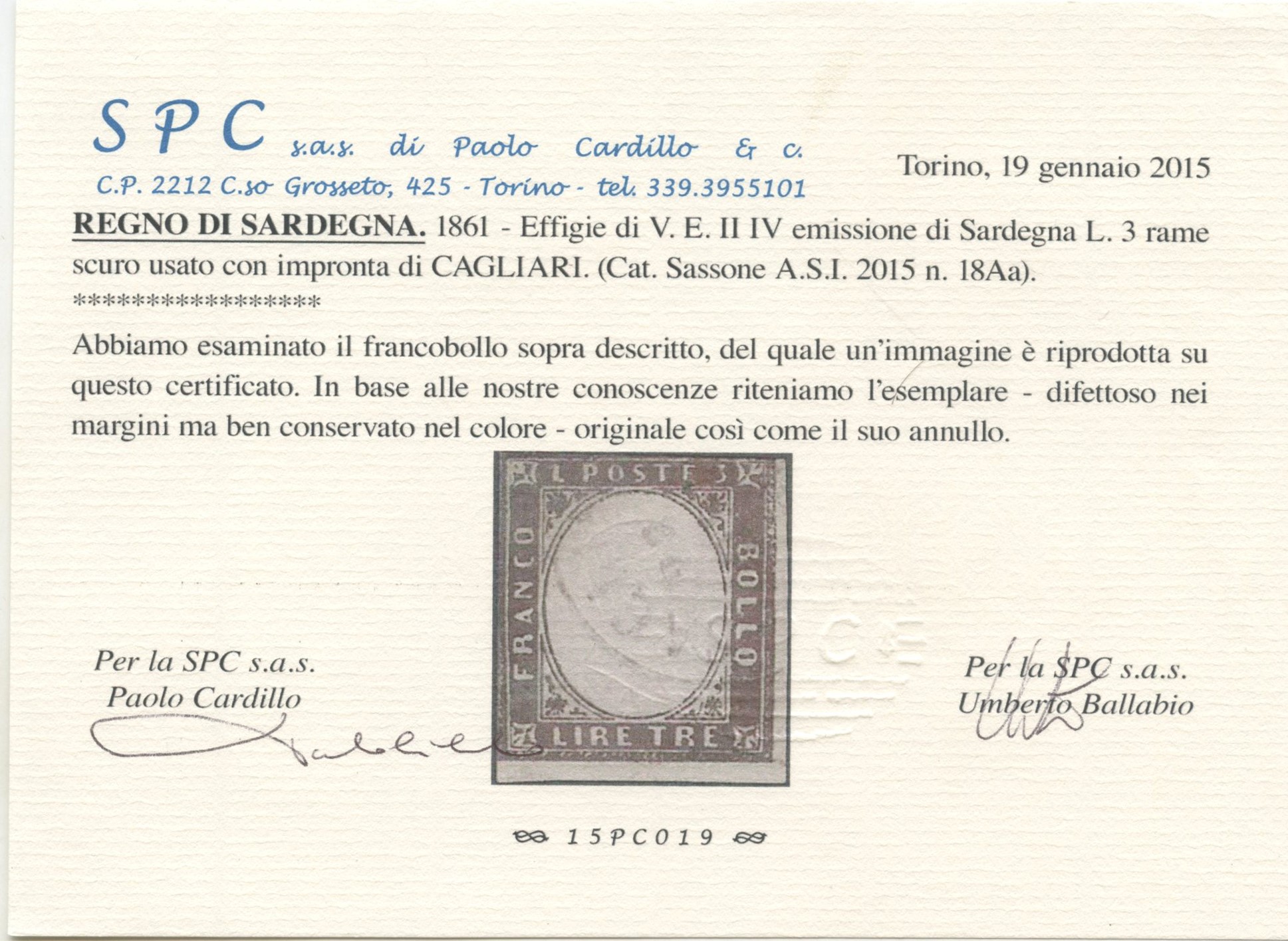 1861, 3 Lire Sardegna — tre tonalità (n. 18, 18A, 18Aa)