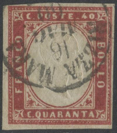 Sardegna, 40 centesimi carminio (emissione n. 16Ca.)