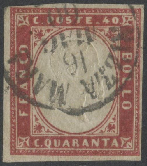 Sardegna, 40 centesimi carminio (emissione n. 16Ca.)