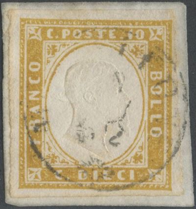 Certificati Cardillo e Biondi, Sardegna IV emissione — 10 centesimi, colore giallo olivastro (ocr...