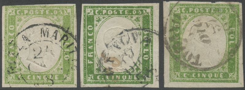 Italia, Sardegna IV emissione, 5 centesimi (triplice tonalità)