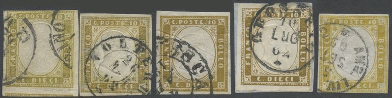 Sardegna, IV emissione — 10 centesimi, serie di 5 valori
