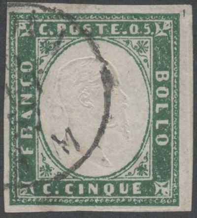 Non identificato, Sardegna IV emissione — 5 centesimi verde mirto chiaro, n. 13Aa