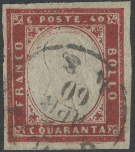 Ballabio (attribuito), Sardegna IV emissione — 40 cent. carminio, n. 16Ca. (A)