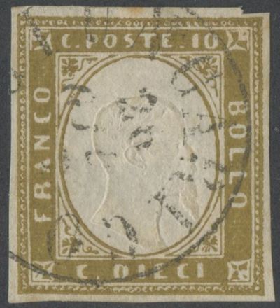 Ballabio, Sardegna IV emissione — 10 cent., Oliva chiaro (14D b)