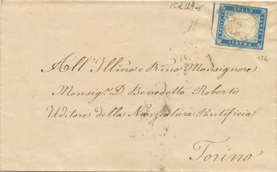 Francobollo, 13 gennaio 1856, Sardegna (IV emissione), lettera affrancata da 20 centesimi