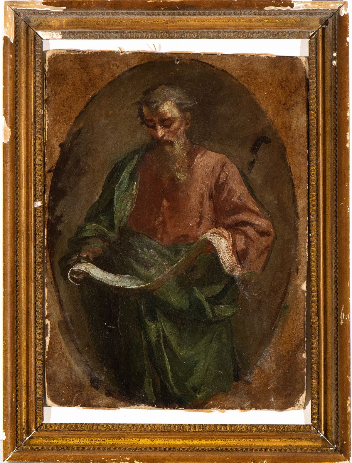 Artista Bolognese, XVIII Secolo - Figura di Profeta con Cartiglio
