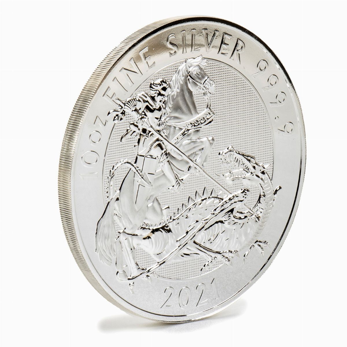 Lotto di Due Monete: 10 Pounds - Elizabeth II Silver Valiant; 10 Oz Fine Silver. 2020 - 2021