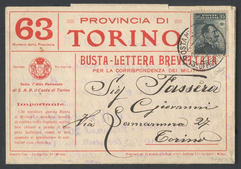 Franco-bollo postale, Busta per corrispondenza militare (20/09/1915)