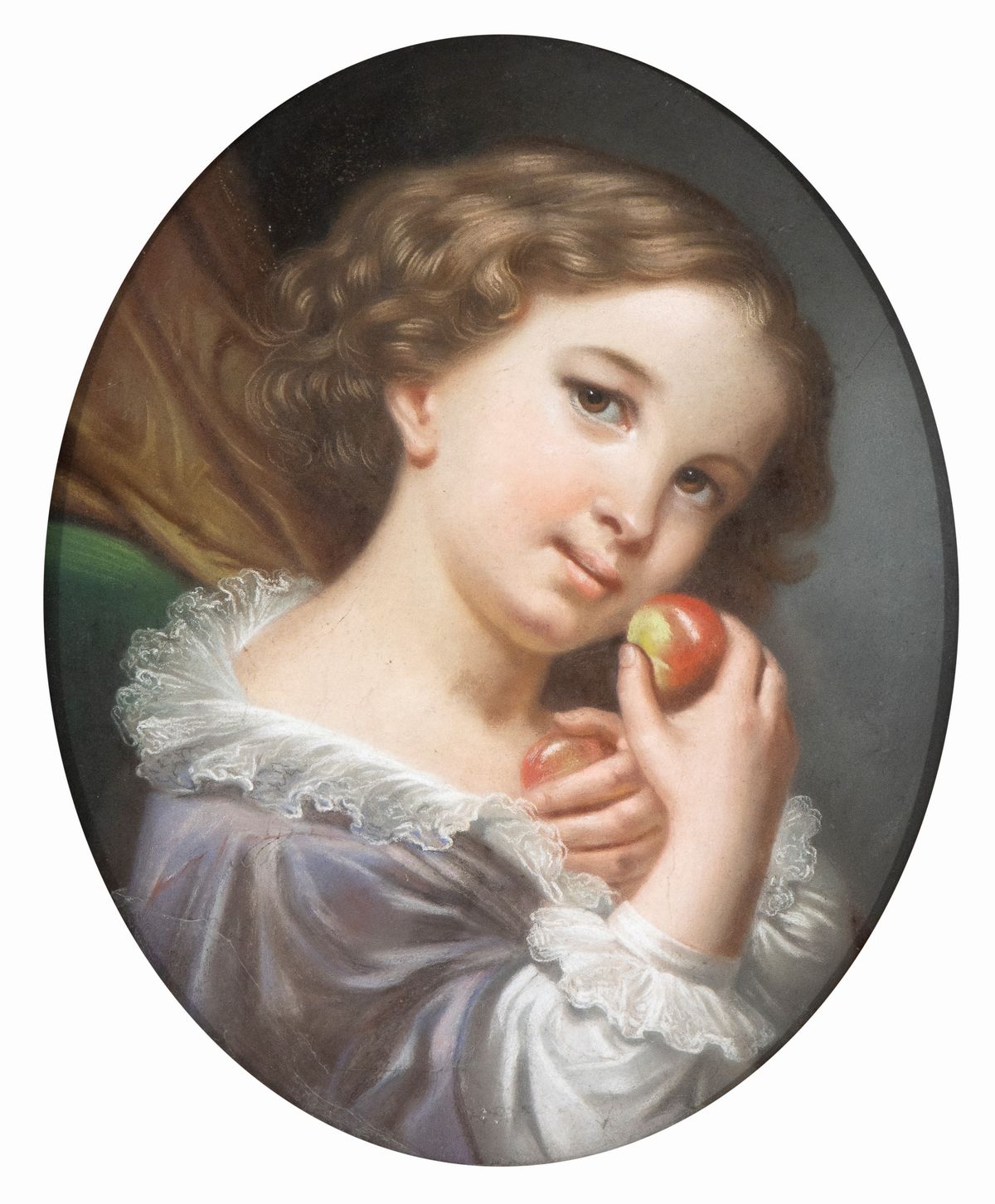Jean Baptiste Greuze - A) Fanciulla con Frutto Rosso; B) Fanciulla con Velo. Coppia di Disegni