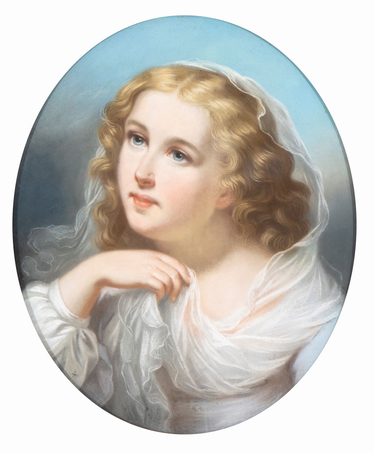 Jean Baptiste Greuze - A) Fanciulla con Frutto Rosso; B) Fanciulla con Velo. Coppia di Disegni
