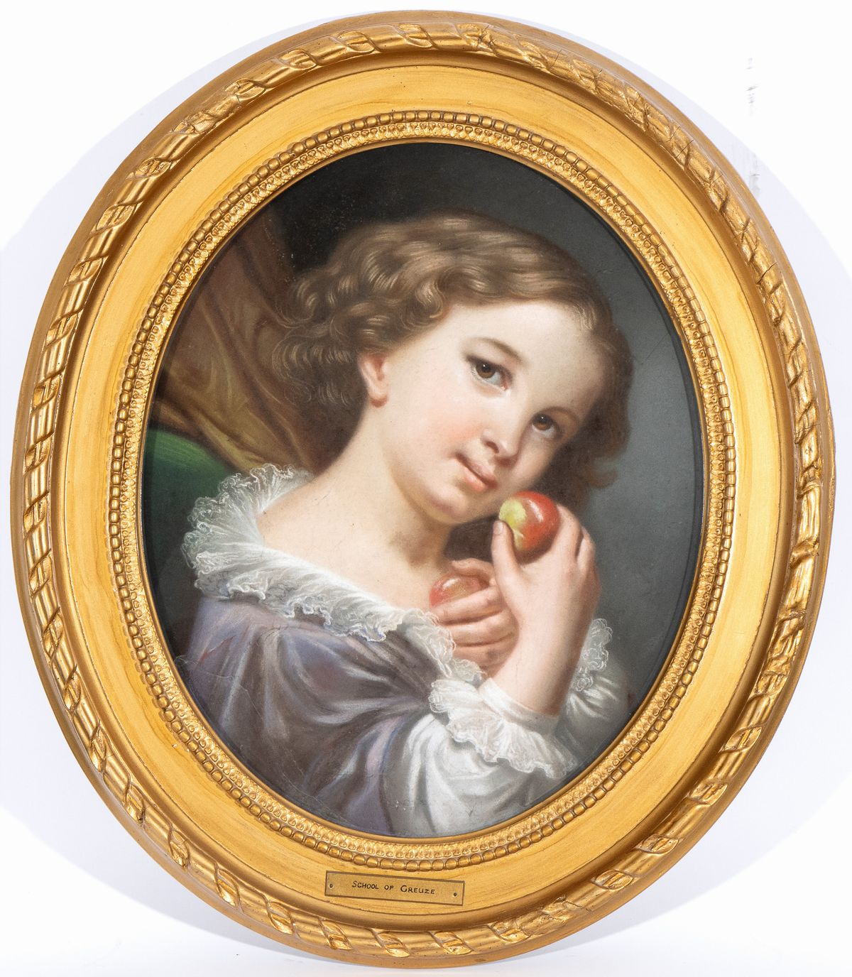 Jean Baptiste Greuze - A) Fanciulla con Frutto Rosso; B) Fanciulla con Velo. Coppia di Disegni