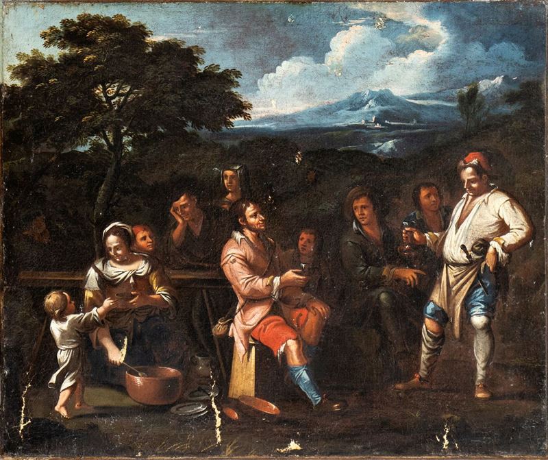 Dirck Helmbreker - Paesaggio con Banchetto Contadino