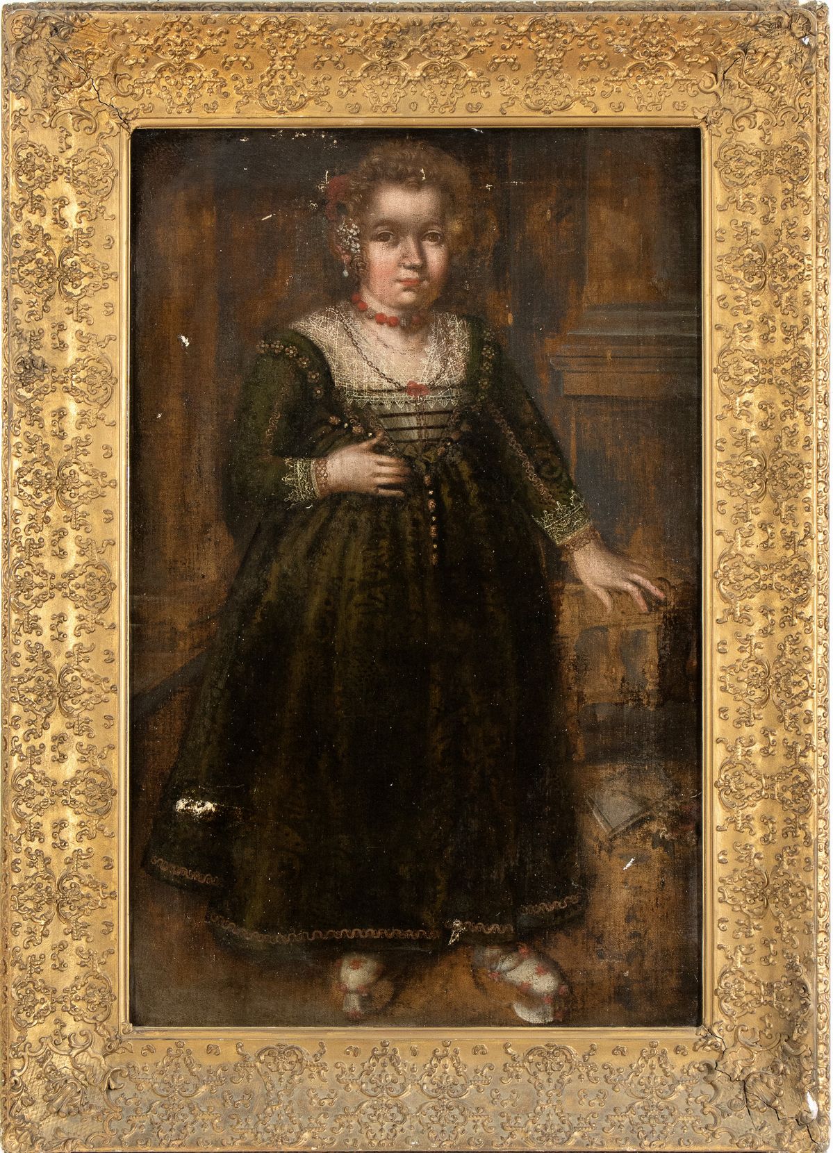 Scuola Veneta, XVII Secolo - Ritratto di Bimba con Collana di Corallo