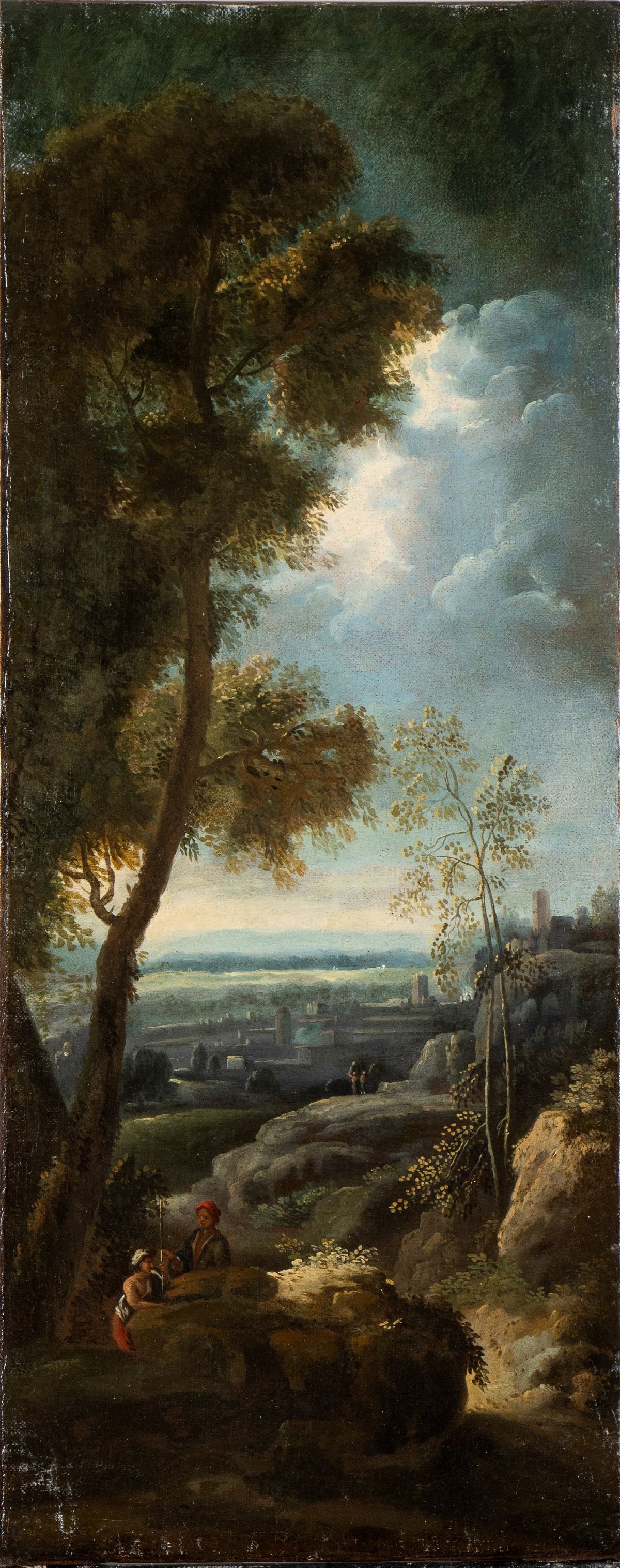 Paolo Anesi - A) Paesaggio con Corso D'acqua e Lavandaie al Fontanile; B) Paesaggio con Figure e ...