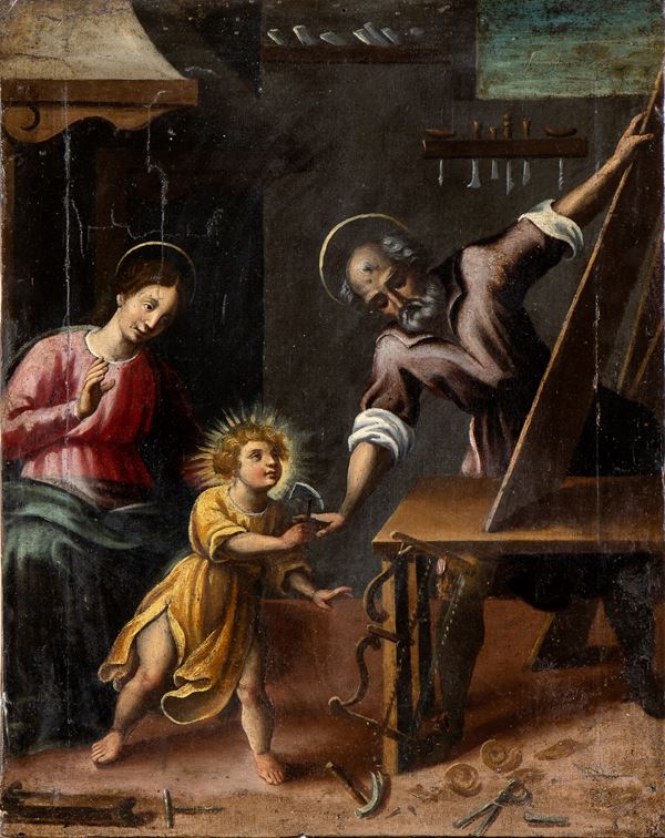 Artista centro-italiano, XVII secolo - Holy Family with Saint Joseph the Carpenter