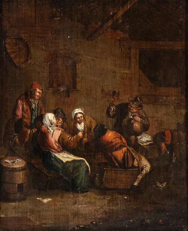 Artista fiammingo, XVII secolo - L'allegra compagnia