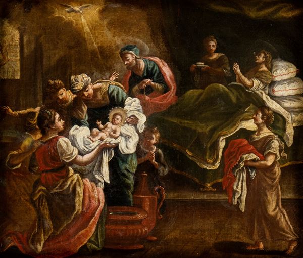 Artista centro-italiano, XVII - XVIII secolo - The Nativity of the Virgin