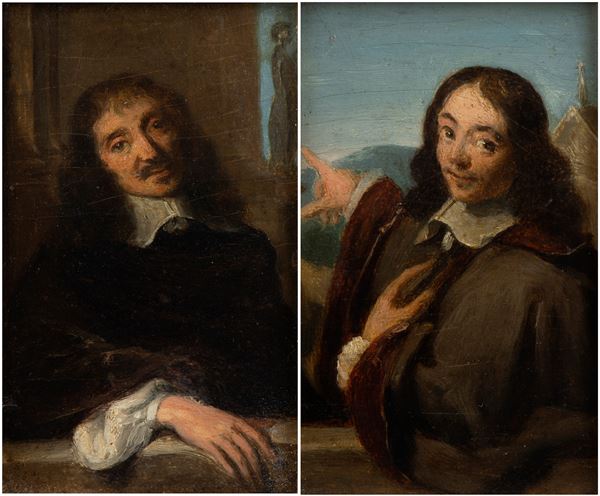 Philippe de Champaigne - a) Portrait of François Mansart; b) Portrait of Claude Perrault. Pair of paintings