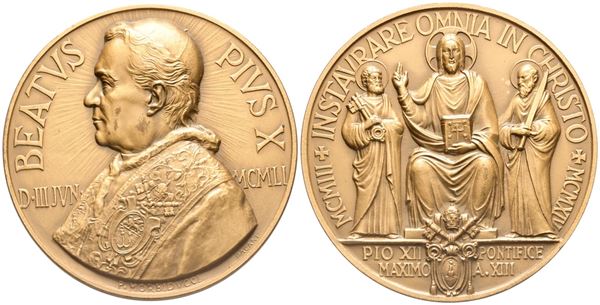 VATICANO. Pio XII (1939-1958). Medaglia Beatificazione Pio X 1951. Ae. FDC