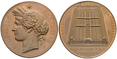 Francia. Medaglia Esposizione Universale Parigi 1878. Ae. 51mm. Fdc