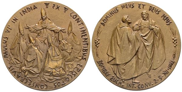 VATICANO. Paolo VI (1963-1978). Medaglia Viaggio in India 1964. Ae. 44,5mm; FDC
