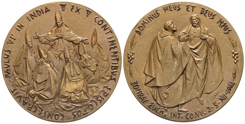 Vaticano. Paolo Vi (1963-1978). Medaglia Viaggio in India 1964. Ae. 44,5mm; Fdc