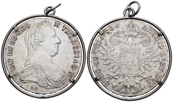 AUSTRIA. Maria Teresa. Tallero 1780. XX sec. Ag. In montatura