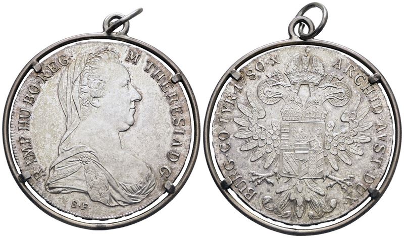 Austria. Maria Teresa. Tallero 1780. XX Sec. Ag. in Montatura