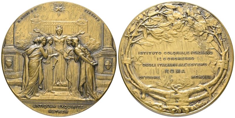 Regno D'italia. Medaglia 1908 Istituto Coloniale Italiano - Opus: Gc MD (g 64,74 - Ø 50 MM). in A...