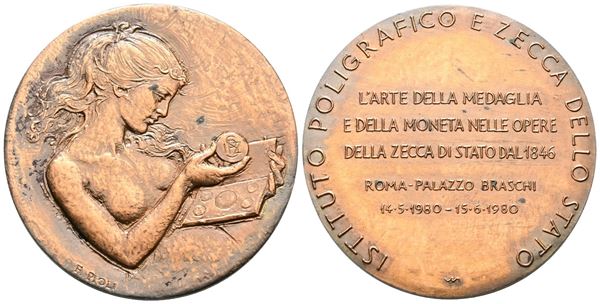 REPUBBLICA ITALIANA. Medaglia commemorativa Istituto Poligrafico e Zecca dello Stato 1980.40mm AE