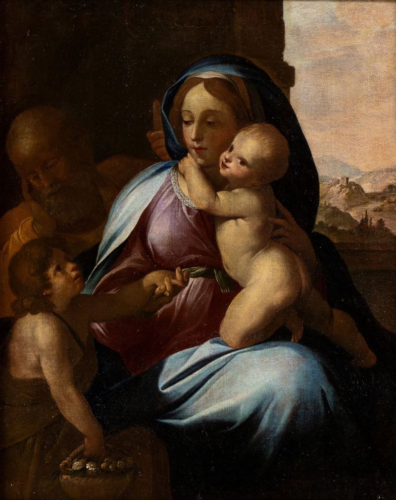 Artista Emiliano, Inizio XVII Secolo - Sacra Famiglia con San Giovannino