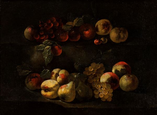 Luca Forte - Natura morta di pere, mele e uva