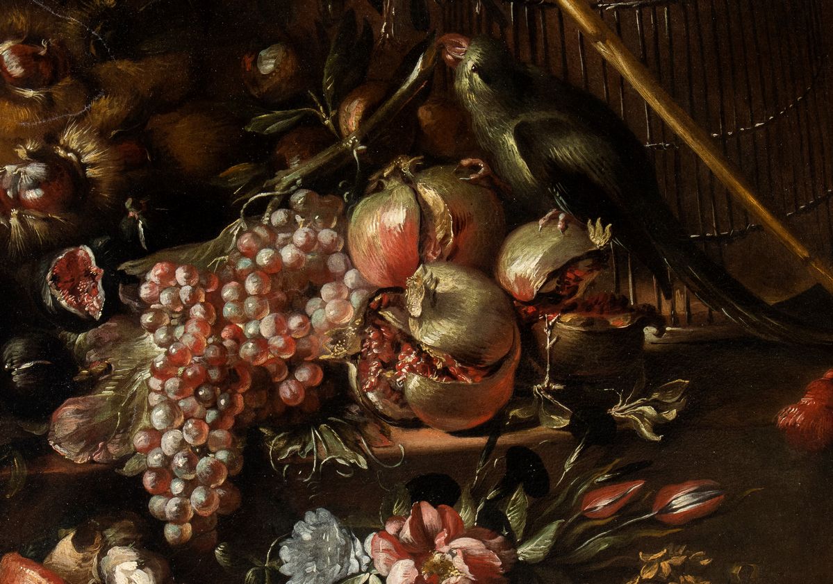 Artista Lombardo, Prima Metà XVIII Secolo - Natura Morta di Frutta e Cacciagione