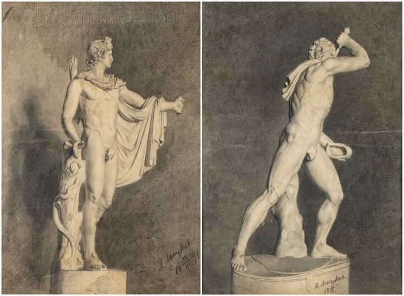 Artista Russo, Seconda Metà XIX Secolo - A) Apollo del Belvedere; B) Galata Suicida o Galata Ludo...