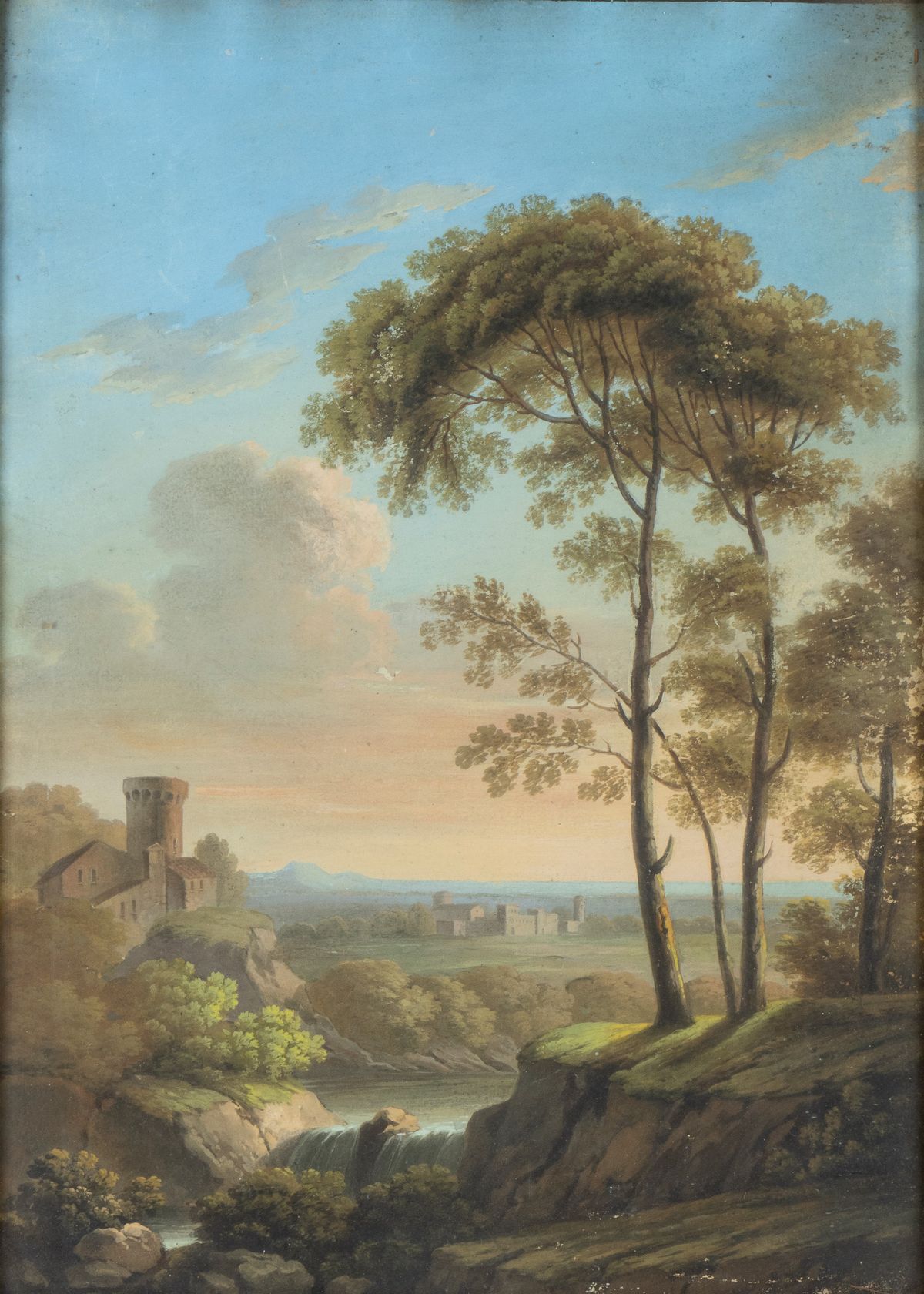 Andrea Locatelli - A) Paesaggio con Castello e Corso D'acqua; B) Paesaggio con Corso D'acqua e Fo...