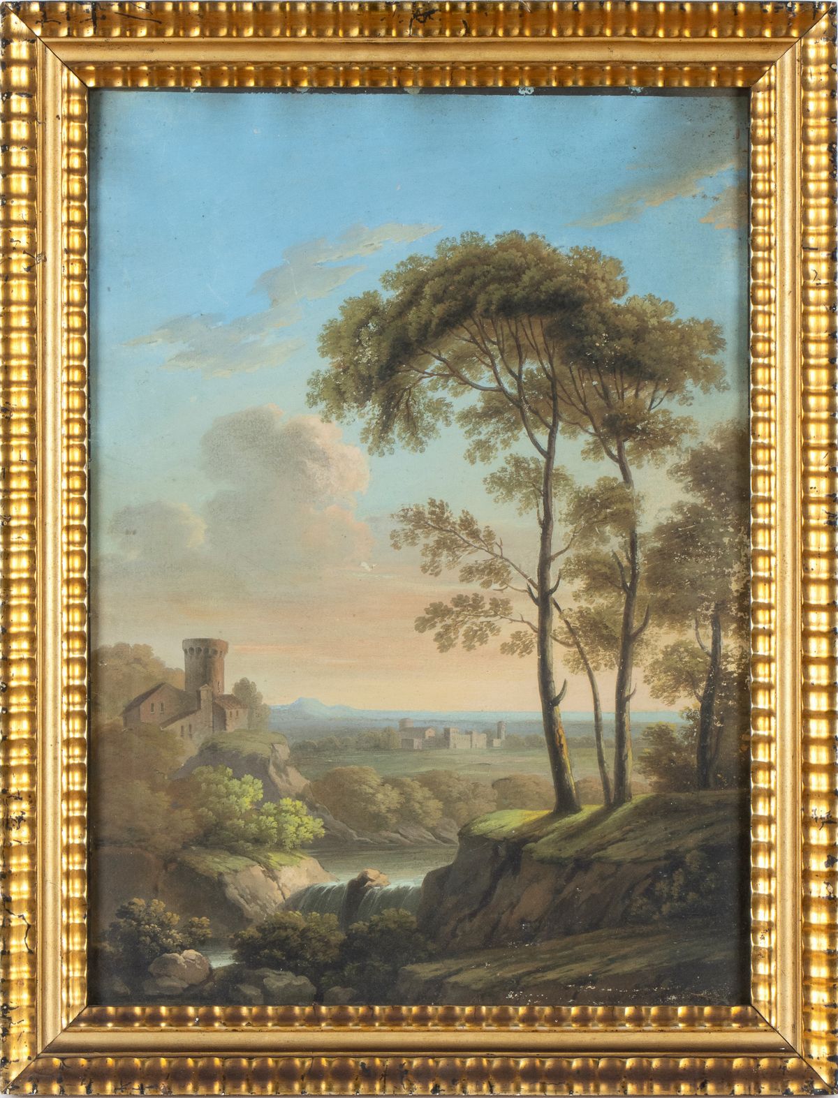 Andrea Locatelli - A) Paesaggio con Castello e Corso D'acqua; B) Paesaggio con Corso D'acqua e Fo...