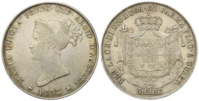 Parma. Ducato di Parma. Maria Luigia D'austria (1815-1847). 5 Lire 1832. Ag (25 G; 37 MM)