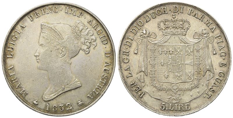 Parma. Ducato di Parma. Maria Luigia D'austria (1815-1847). 5 Lire 1832. Ag (25 G; 37 MM)