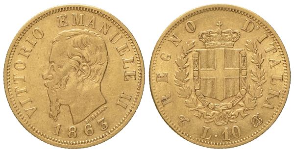 REGNO D'ITALIA. Torino. Vittorio Emanuele II (1861-1878). 10 lire 1863. Au (3,18 g; 18,5 mm)