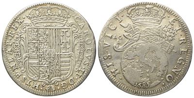 Napoli. Regno di Napoli. Carlo II di Spagna (1665-1700). Tarì da 20 Grana 1685. Ag (5,55 G; 26,3 ...