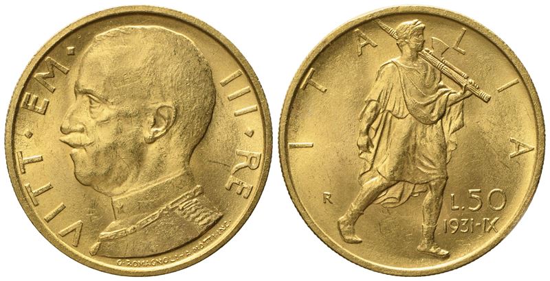 Regno D'italia. Vittorio Emanuele III (1900 - 1946). 50 Lire 1931 – IX. Au (4,41 G; 20,3 MM)