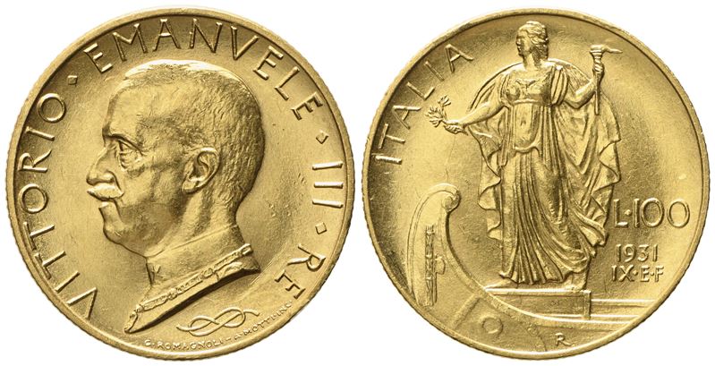 Regno D'italia. Vittorio Emanuele III (1900 - 1946). 100 Lire 1931 – IX. Au (8,84 G; 23,3 MM)