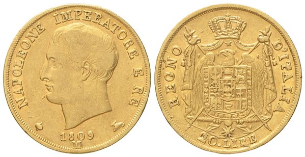 MILANO. Regno d'Italia. Napoleone I (1805-1814). 20 lire 1809. Au (6,4 g; 20,9 mm)  - Auction Modern Coins - Bertolami Fine Art - Casa d'Aste