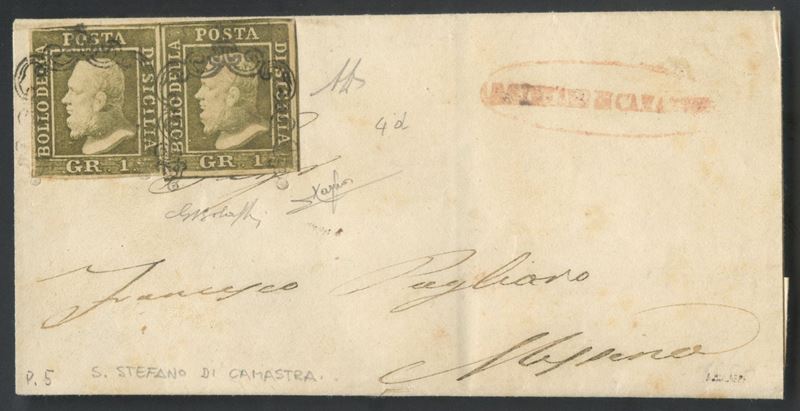 Francofole d’epoca siciliane, Busta postale S. Stefano di Camastra per Messina (1859)
