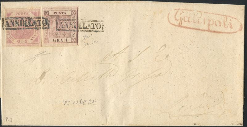 Busta postale, Napoli (Napoli) – Storia postale, affrancatura 3 grana (1858)