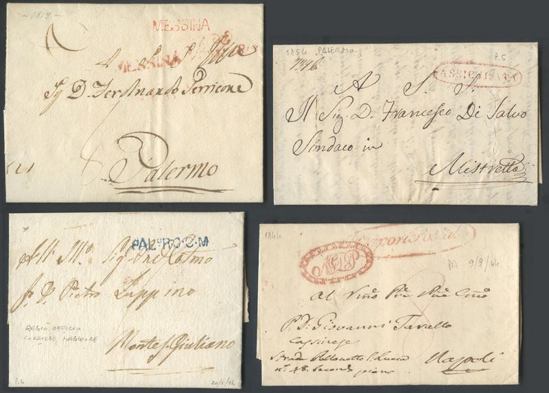 Prefilateliche, Sicilia (quattro oggetti postali, 1854)